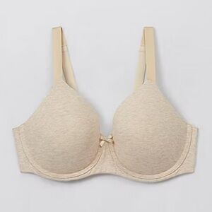New Ambrielle Cotton Underwire Full Coverage Bra Heather Oatmeal 46D NWT